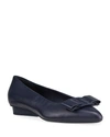 Ferragamo Salvatore  Ballerina Flats With Luxurious Lambskin Upper And Signature Buckle Detail In Navy