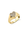 SYDNEY EVAN 14K DIAMOND PAVE HEART PINKY RING,PROD230280042