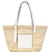 LOEWE MEDIUM LEATHER-TRIMMED BASKET TOTE,P00449308