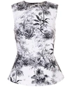 ADAM LIPPES Printed Twill Peplum Top