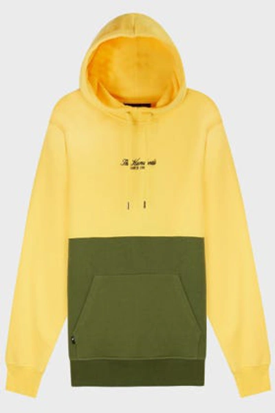The Hundreds Peak Two-tone Hoodie In Yellow And Green