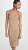 ALICE AND OLIVIA HELEN SEQUIN FITTED SQUARE NECK DRESS