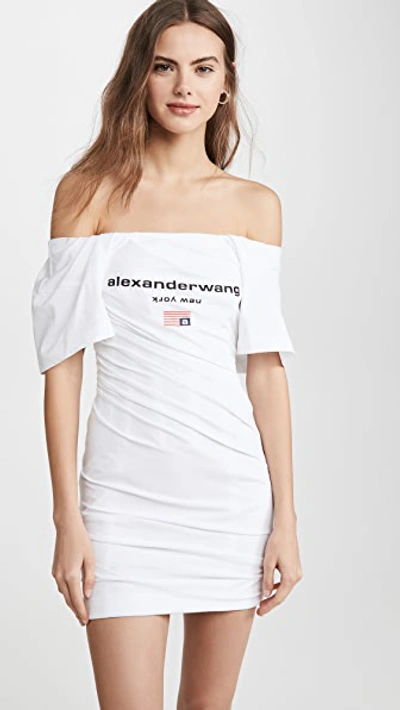 Alexander Wang Off-the-shoulder Gathered Printed Cotton