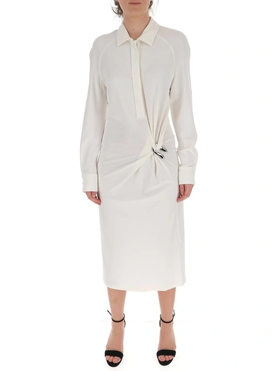 Bottega Veneta Knotted Detail Shirt Dress In White