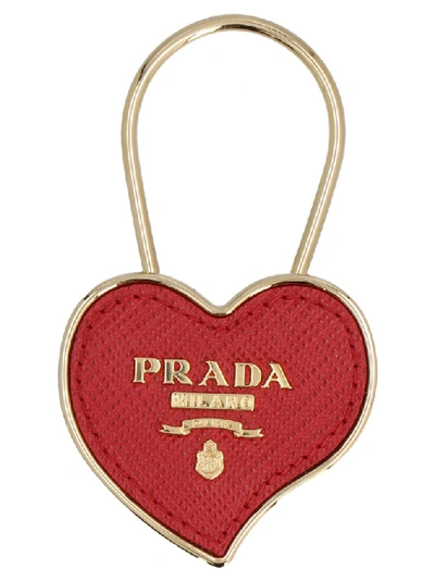 Prada Heart Keyring In Red