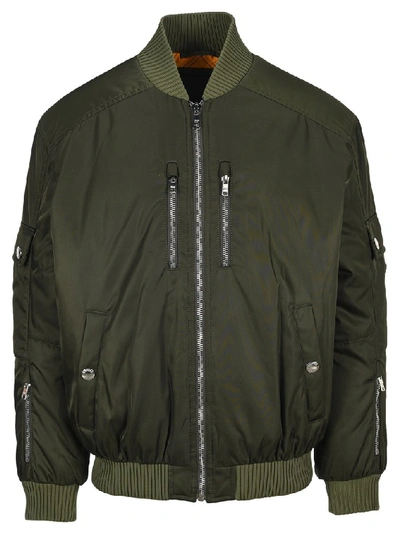 Prada Nylon Gabardine Bomber Jacket In Green