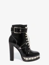 Alexander Mcqueen Studded Metallic Platform Sole Ankle Boots In Black