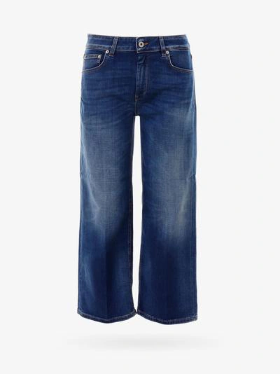Dondup Cropped Wide Leg Jeans In Dark Wash