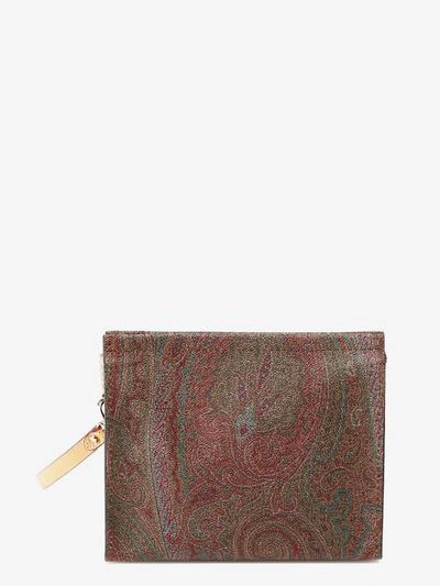Etro Clutch With Paisley In Brown