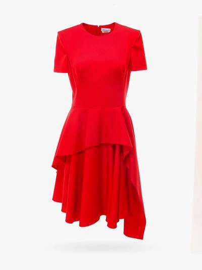 Alexander Mcqueen Virgin Wool Dress - Atterley In Red