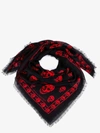 Alexander Mcqueen Skull-intarsia Scarf In Red