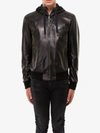 Dolce & Gabbana Leather Jacket With Hood And Branded Plate In Black
