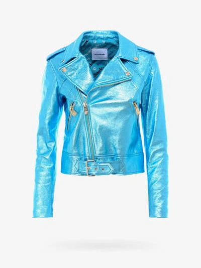 Coco Cloude Metallic Leather Jacket - Atterley In Blue