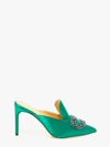 Giannico Daphne 90 Green Crystal-embellished Satin Mules In Green