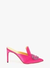 Giannico Embellished Pointed Toe Mules In Pink