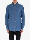 Polo Ralph Lauren Blue Shirt With Pony Embroidery On The Front In Blue