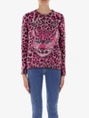 Alberta Ferretti Leo Pattern Wool Jacquard Sweater In Pink