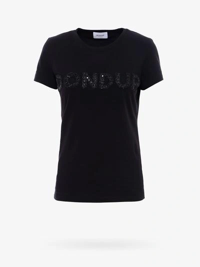 Dondup T-shirt With Jeweled Embroidery In Black