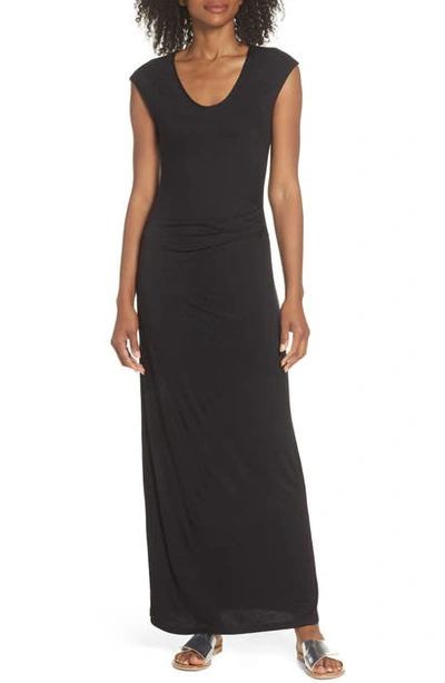 Fraiche By J Ruched Jersey Maxi Dress In Black