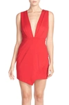 FRAICHE BY J PLUNGING JERSEY MINIDRESS,FD1737