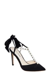 BELLA BELLE IMITATION PEARL T-STRAP PUMP,LISBETH BLACK