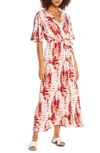 FRAICHE BY J TIE DYE FAUX WRAP MAXI DRESS,FD 2510T-W7