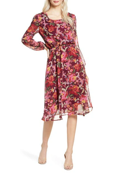 Fraiche By J Mela Long Sleeve Floral Dress