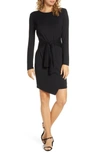 FRAICHE BY J LONG SLEEVE ASYMMETRICAL HEM DRESS,FD 2522