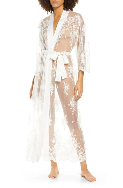 Rya Collection Darling Sheer Lace Dressing Gown In Ivory