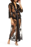 Rya Collection Darling Sheer Lace Robe In Black