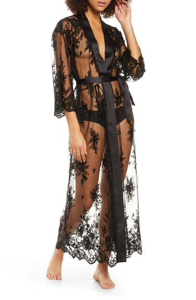 Rya Collection Darling Sheer Lace Robe In Black