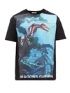 Valentino Dragon Garden Graphic Print T-shirt Blue In Black