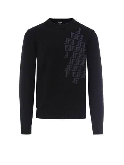 Fendi Faded Ff Logo Jumper In Black