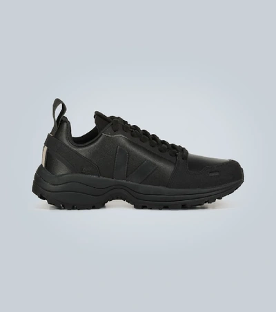 Rick Owens Black Veja Edition Hiking Style Sneakers In Schwarz