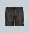 Moncler Logo-patch Nylon Swim Shorts In Black