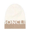 Moncler Intarsia Logo Wool & Cashmere Knit Beanie In Bronze