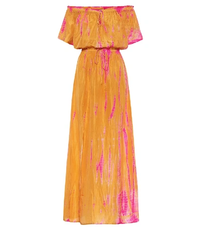 Anna Kosturova Tie-dye Silk Maxi Dress In Orange