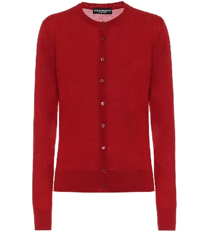 Dolce & Gabbana Crew-neck Cashmere-blend Cardigan In Red