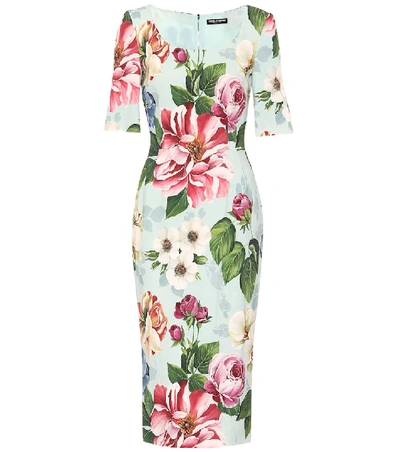 Dolce & Gabbana Short-sleeve Floral-print Cady Dress In Floral Print