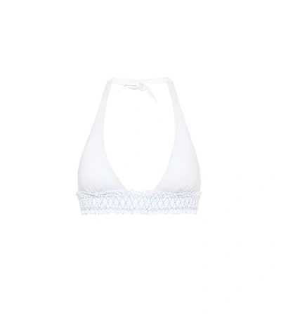 Heidi Klein Antilles Smocked Halterneck Bikini Top In White