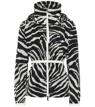 Moncler Pomme Hooded Zebra-print Shell Jacket In Black,white