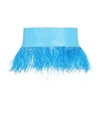 Attico Feather-trimmed Leather Belt In Blue