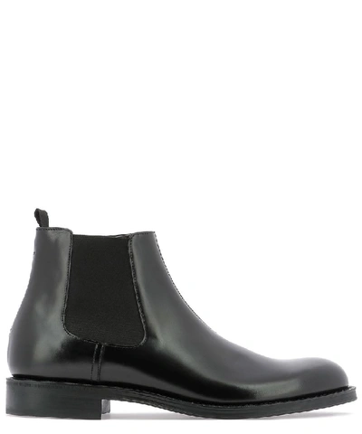 Prada Brushed Leather Booties In Black