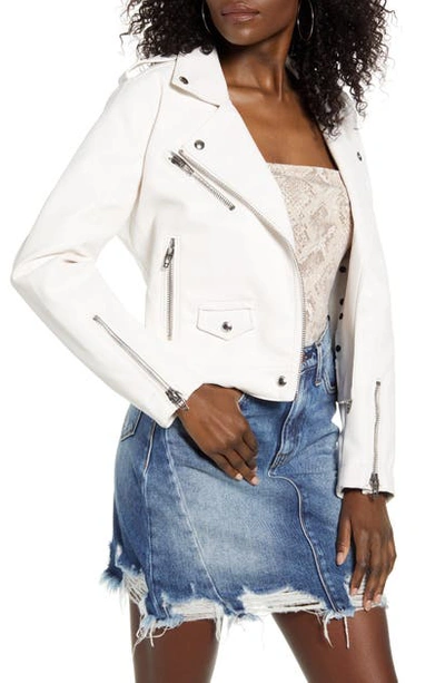 Blanknyc Semi-fitted Faux Leather Moto Jacket In Naked Eye