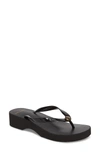 Tory Burch Wedge Flip Flop In Black/ Tea Rose