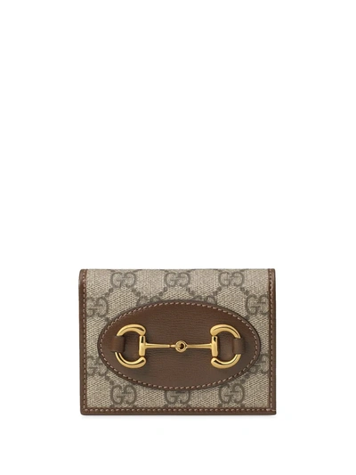 Gucci Horsebit 1955 Card Case Wallet In Beige