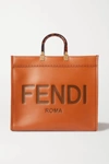 FENDI SUNSHINE SHOPPER DEBOSSED LEATHER TOTE