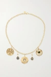 MARLO LAZ COIN 14-KARAT GOLD MULTI-STONE NECKLACE