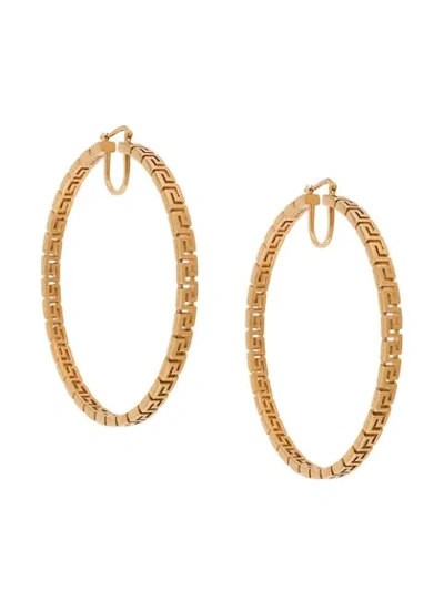 Versace Greca-pattern Hoop Earrings In Gold