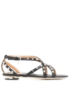 DSQUARED2 MAPLE LEAF STUDDED FLAT SANDALS